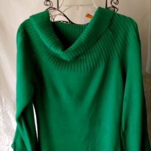MY..MINI "SHEIN" RIBBED..SLOUCHY..OVERSIZED COLLAR..GREEN DRESS..SZ.L